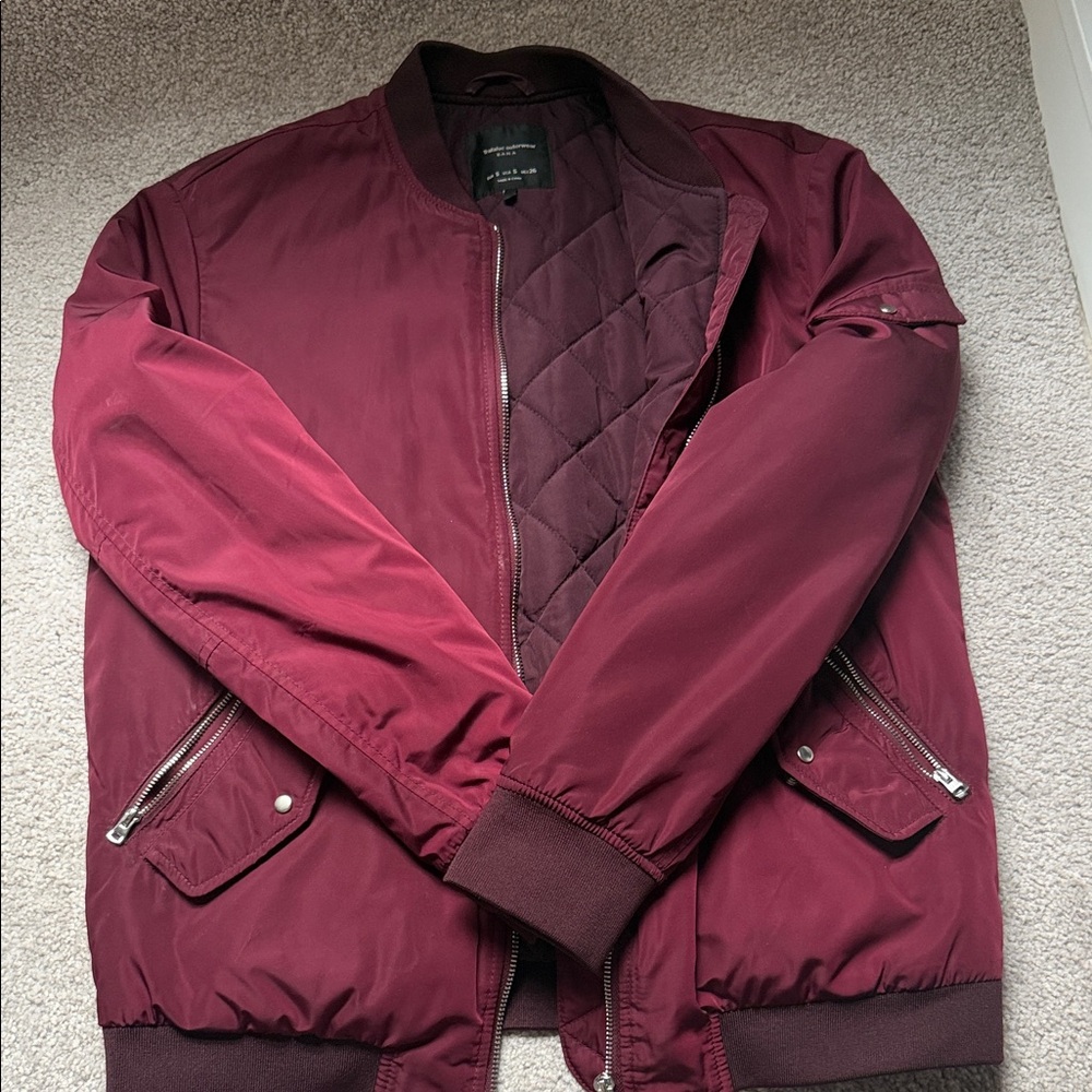 Zara Women's Burgundy Bomber Jacket